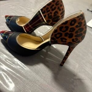 Jessica Simpson Leopard and Plaid Heels